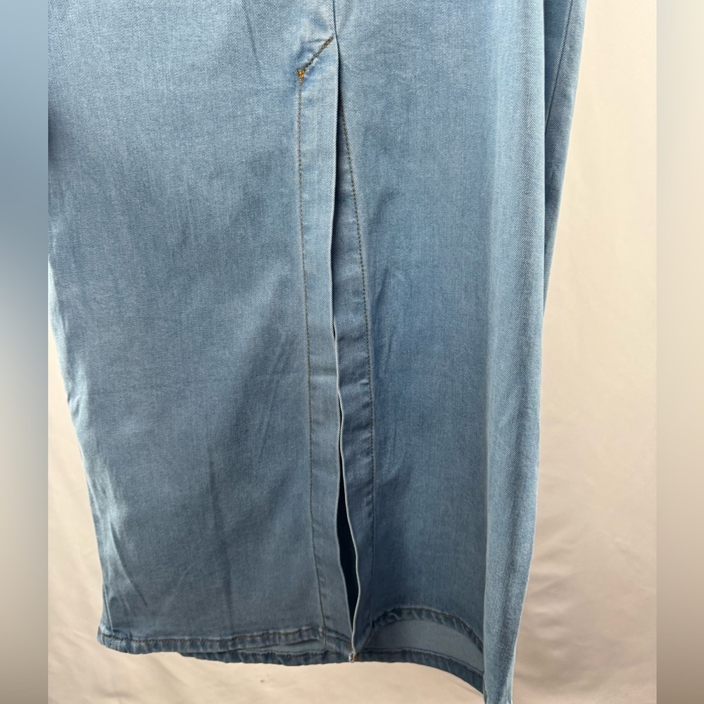 NWT Torn by Ronny Kobo Renee‎ Strapless Denim Midi Dress in Medium Blue Small - Picture 4 of 10